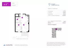 1 pokój, mieszkanie 39,45 m², parter, oferta nr 1.A.0.16, Murapol Osiedle Szafirove, Gliwice, Stare Gliwice, ul. Szafirowa