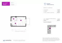 1 pokój, mieszkanie 30,52 m², piętro 1, oferta nr 1.A.1.02, Murapol Osiedle Szafirove, Gliwice, Stare Gliwice, ul. Szafirowa