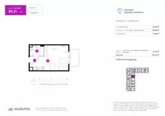 1 pokój, mieszkanie 30,51 m², piętro 3, oferta nr 1.A.3.02, Murapol Osiedle Szafirove, Gliwice, Stare Gliwice, ul. Szafirowa