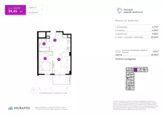 1 pokój, mieszkanie 39,45 m², piętro 3, oferta nr 1.A.3.16, Murapol Osiedle Szafirove, Gliwice, Stare Gliwice, ul. Szafirowa