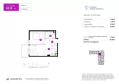 1 pokój, mieszkanie 40,16 m², piętro 2, oferta nr 2.A.2.10, Murapol Osiedle Szafirove, Gliwice, Stare Gliwice, ul. Szafirowa