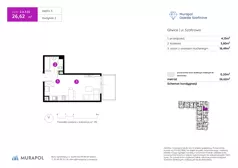 1 pokój, mieszkanie 26,62 m², piętro 3, oferta nr 2.A.3.02, Murapol Osiedle Szafirove, Gliwice, Stare Gliwice, ul. Szafirowa