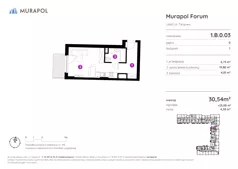 1 pokój, mieszkanie 30,54 m², parter, oferta nr 1.B.0.03, Murapol Forum, Łódź, Śródmieście, ul. Targowa