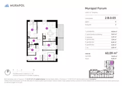 1 pokój, mieszkanie 60,09 m², parter, oferta nr 2.B.0.03, Murapol Forum, Łódź, Śródmieście, ul. Targowa