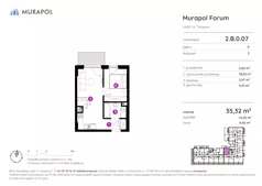 1 pokój, mieszkanie 33,93 m², piętro 1, oferta nr 2.A.1.02, Murapol Forum, Łódź, Śródmieście, ul. Targowa