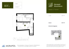 1 pokój, apartament inwestycyjny 43,37 m², piętro 1, oferta nr 2.B.1.01, Murapol Stoczniova - Etap II, Gdańsk, Młyniska, ul. Twarda