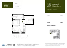 1 pokój, apartament inwestycyjny 51,08 m², piętro 1, oferta nr 2.D.1.03, Murapol Stoczniova - Etap II, Gdańsk, Młyniska, ul. Twarda