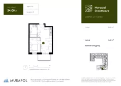 1 pokój, apartament inwestycyjny 34,08 m², piętro 8, oferta nr 2.B.8.10, Murapol Stoczniova - Etap II, Gdańsk, Młyniska, ul. Twarda