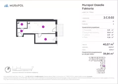 2 pokoje, mieszkanie 41,73 m², piętro 1, oferta nr 2.C.1.02, Murapol Osiedle Faktoria, Łódź, Polesie, Stare Polesie, al. 1 Maja