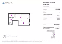 2 pokoje, mieszkanie 41,73 m², piętro 1, oferta nr 2.C.1.02, Murapol Osiedle Faktoria, Łódź, Polesie, Stare Polesie, al. 1 Maja