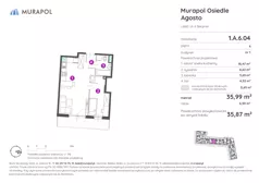 2 pokoje, mieszkanie 35,87 m², piętro 6, oferta nr 1.A.6.04, Murapol Agosto, Łódź, Polesie, Stare Polesie, ul. 6 Sierpnia