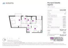 2 pokoje, mieszkanie 72,25 m², piętro 5, oferta nr 2.A.5.04, Murapol Agosto, Łódź, Polesie, Stare Polesie, ul. 6 Sierpnia