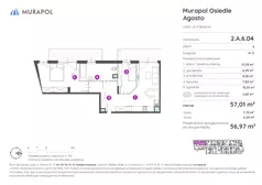 2 pokoje, mieszkanie 56,97 m², piętro 6, oferta nr 2.A.6.04, Murapol Agosto, Łódź, Polesie, Stare Polesie, ul. 6 Sierpnia