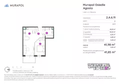 2 pokoje, mieszkanie 41,85 m², piętro 6, oferta nr 2.A.6.11, Murapol Agosto, Łódź, Polesie, Stare Polesie, ul. 6 Sierpnia