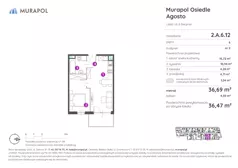 2 pokoje, mieszkanie 36,47 m², piętro 6, oferta nr 2.A.6.12, Murapol Agosto, Łódź, Polesie, Stare Polesie, ul. 6 Sierpnia