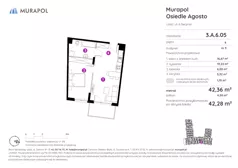 2 pokoje, mieszkanie 42,28 m², piętro 6, oferta nr 3.A.6.05, Murapol Agosto, Łódź, Polesie, Stare Polesie, ul. 6 Sierpnia
