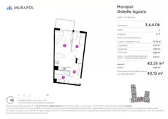 2 pokoje, mieszkanie 40,12 m², piętro 6, oferta nr 3.A.6.06, Murapol Agosto, Łódź, Polesie, Stare Polesie, ul. 6 Sierpnia