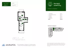 2 pokoje, mieszkanie 44,08 m², parter, oferta nr 2.B.0.03, Murapol GreenCity, Kraków, Bieżanów-Prokocim, Osiedle Złocień, ul. Agatowa