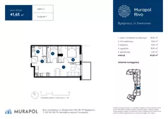 2 pokoje, mieszkanie 41,65 m², piętro 2, oferta nr 1.B.2.06, Murapol Rivo, Bydgoszcz, Śródmieście, ul. Dworcowa