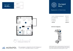 2 pokoje, mieszkanie 42,92 m², piętro 3, oferta nr 1.C.3.06, Murapol Rivo, Bydgoszcz, Śródmieście, ul. Dworcowa