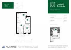 2 pokoje, mieszkanie 40,25 m², piętro 4, oferta nr 1.A.4.12, Murapol Gardenia, Łódź, Górna, Górniak, ul. Grabowa