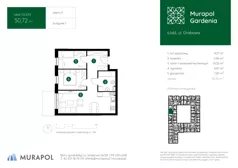 2 pokoje, mieszkanie 50,72 m², piętro 2, oferta nr 1.D.2.03, Murapol Gardenia, Łódź, Górna, Górniak, ul. Grabowa