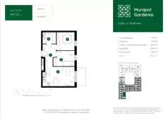 2 pokoje, mieszkanie 49,52 m², piętro 5, oferta nr 1.A.5.04, Murapol Gardenia, Łódź, Górna, Górniak, ul. Grabowa