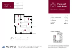 2 pokoje, mieszkanie 45,67 m², piętro 2, oferta nr 1.D.2.06, Murapol MainPoint, Bielsko-Biała, Śródmieście, ul. Grażyńskiego