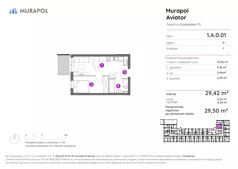 2 pokoje, apartament inwestycyjny 29,26 m², piętro 4, oferta nr 1.A.4.01, Murapol Aviator, Toruń, Koniuchy, ul. Grudziądzka