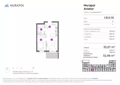 2 pokoje, apartament inwestycyjny 32,98 m², parter, oferta nr 1.B.0.10, Murapol Aviator, Toruń, Koniuchy, ul. Grudziądzka