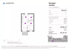 2 pokoje, apartament inwestycyjny 33,76 m², parter, oferta nr 1.B.0.11, Murapol Aviator, Toruń, Koniuchy, ul. Grudziądzka