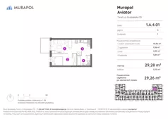 2 pokoje, apartament inwestycyjny 29,26 m², piętro 4, oferta nr 1.A.4.01, Murapol Aviator, Toruń, Koniuchy, ul. Grudziądzka