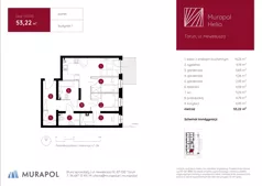 2 pokoje, mieszkanie 53,22 m², parter, oferta nr 1.A.0.03, Murapol Helio, Toruń, Wrzosy, JAR, ul. Heweliusza
