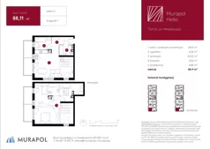 2 pokoje, mieszkanie 88,11 m², piętro 2, oferta nr 1.A.2.05, Murapol Helio, Toruń, Wrzosy, JAR, ul. Heweliusza
