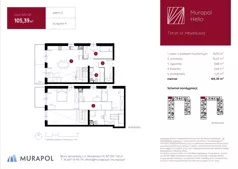 2 pokoje, mieszkanie 105,39 m², piętro 2, oferta nr 4.B.2.08, Murapol Helio, Toruń, Wrzosy, JAR, ul. Heweliusza