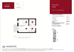 2 pokoje, mieszkanie 34,32 m², parter, oferta nr 3.A.0.06, Murapol Helio, Toruń, Wrzosy, JAR, ul. Heweliusza
