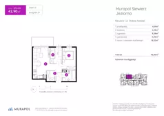 2 pokoje, mieszkanie 42,90 m², piętro 2, oferta nr 27.A.2.8, Murapol Siewierz Jeziorna, Siewierz, ul. Jeziorna
