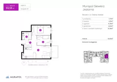 2 pokoje, mieszkanie 53,53 m², piętro 2, oferta nr 28.B.2.5, Murapol Siewierz Jeziorna, Siewierz, ul. Jeziorna