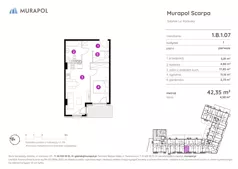 2 pokoje, mieszkanie 42,35 m², piętro 1, oferta nr 1.B.1.07, Murapol Scarpa, Gdańsk, Siedlce, ul. Kartuska