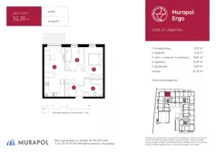 2 pokoje, mieszkanie 50,48 m², piętro 1, oferta nr 1.A.1.09, Murapol Ergo, Łódź, Polesie, Stare Polesie, ul. Legionów