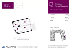 2 pokoje, mieszkanie 33,49 m², piętro 1, oferta nr 2.B.1.10, Murapol Nowe Bogucice, Katowice, Bogucice, ul. Ludwika