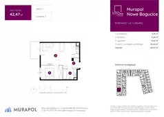 2 pokoje, mieszkanie 42,47 m², piętro 3, oferta nr 2.A.3.07, Murapol Nowe Bogucice, Katowice, Bogucice, ul. Ludwika