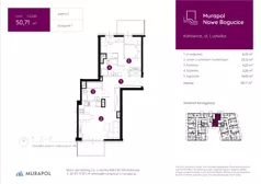 2 pokoje, mieszkanie 50,71 m², piętro 2, oferta nr 1.B.2.01, Murapol Nowe Bogucice, Katowice, Bogucice, ul. Ludwika