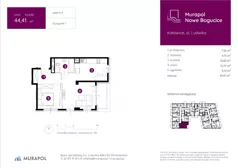 2 pokoje, mieszkanie 44,41 m², piętro 4, oferta nr 1.A.4.02, Murapol Nowe Bogucice, Katowice, Bogucice, ul. Ludwika