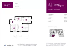 2 pokoje, mieszkanie 44,41 m², piętro 5, oferta nr 1.A.5.02, Murapol Nowe Bogucice, Katowice, Bogucice, ul. Ludwika