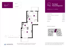 2 pokoje, mieszkanie 50,71 m², piętro 1, oferta nr 1.B.1.01, Murapol Nowe Bogucice, Katowice, Bogucice, ul. Ludwika
