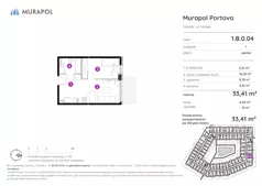 2 pokoje, apartament inwestycyjny 33,41 m², parter, oferta nr 1.B.0.04, Murapol Portovo, Gdańsk, Śródmieście, ul. Mostek