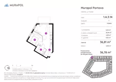 2 pokoje, apartament inwestycyjny 36,78 m², piętro 3, oferta nr 1.A.3.14, Murapol Portovo, Gdańsk, Śródmieście, ul. Mostek