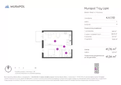 2 pokoje, mieszkanie 41,34 m², piętro 1, oferta nr 4.A.1.10, Murapol Trzy Lipki, Bielsko-Biała, Stare Bielsko, ul. Muszlowa