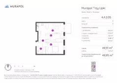2 pokoje, mieszkanie 49,95 m², piętro 2, oferta nr 4.A.2.05, Murapol Trzy Lipki, Bielsko-Biała, Stare Bielsko, ul. Muszlowa